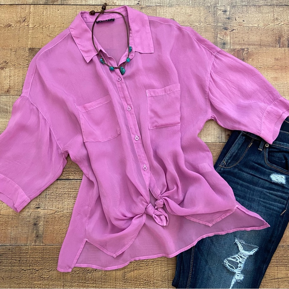 Blouse Anthropologie Summer Blouse Maven West VibrantSilky Wash Cupro